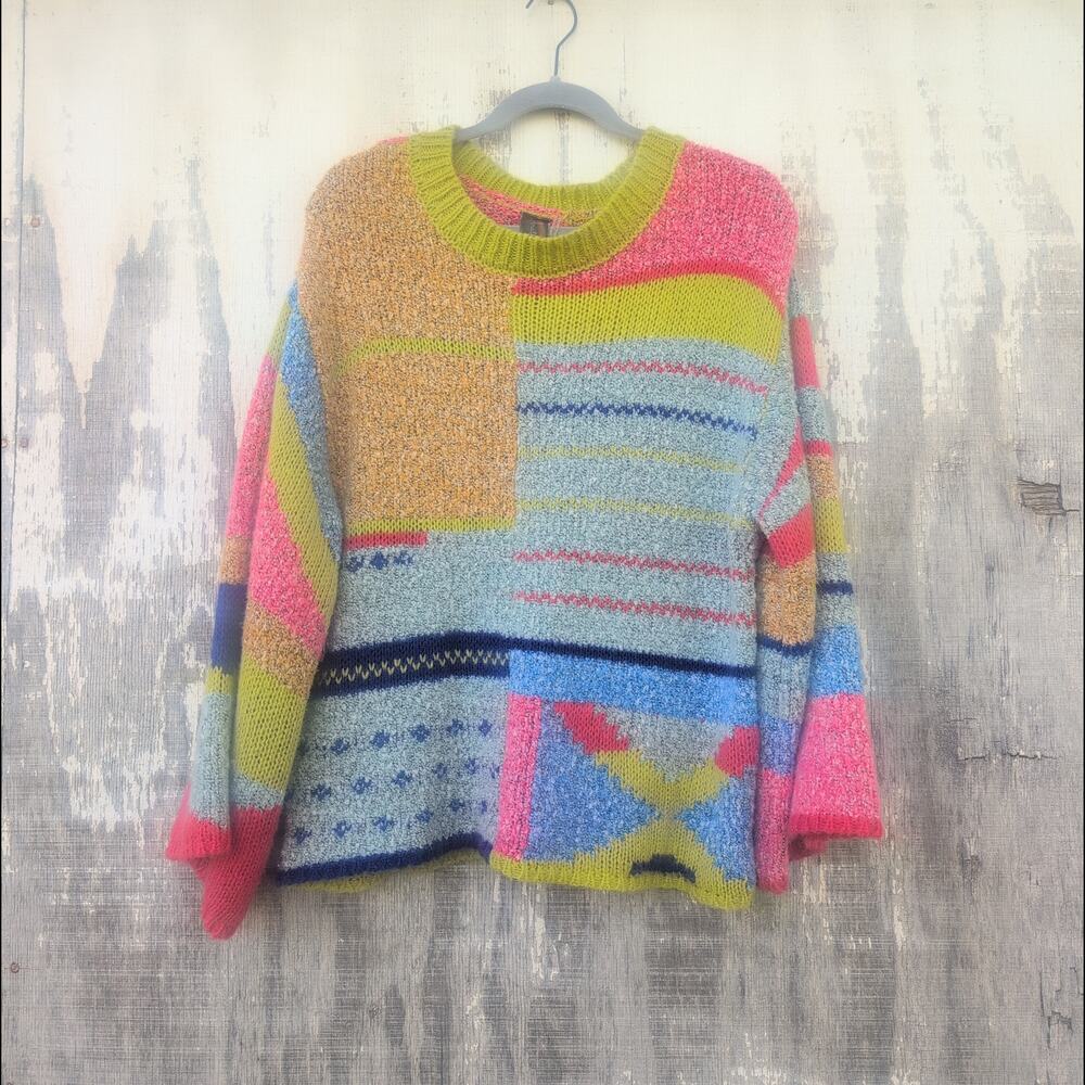 Aratta Silent Journey Wool Alpaca Acrylic Blend Wearable Art Slub Knit Women's L